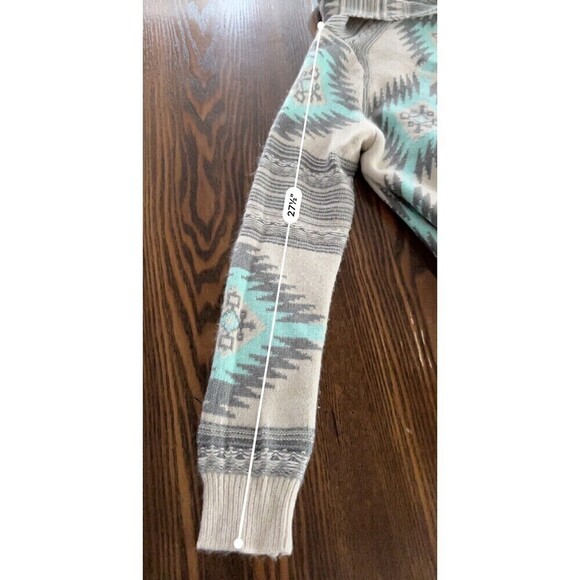 Dreamers Open Front Cardigan Sweater Women’s Medium/ Large Tribal Print Aqua - Picture 12 of 16